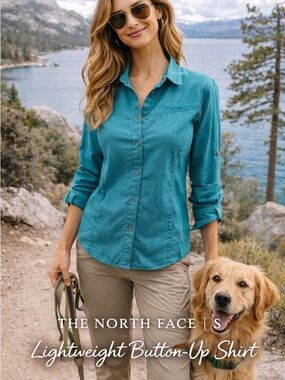 The North Face Button Up Shirt Womens Small Hiking Fishing Lightweight Outdoor